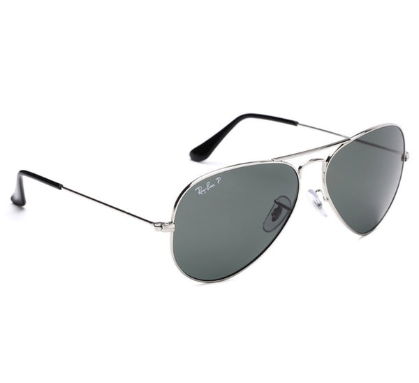 RB Aviator Classic Silver Black UV-400 Sunglasses