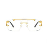 New Stylish Rimless Panther face Luxurious Golden White Transperant UV-400 Unisex Fashion Sunglasses