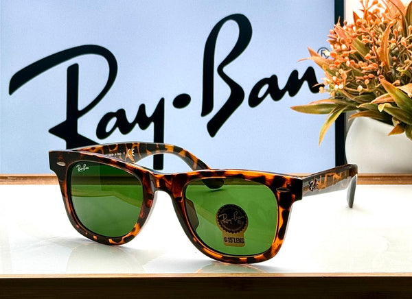 RB 2140 LEOPARD G-15 GLASS LENS WAYFARER UV-400 SUNGLASSES