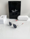 RB #4 METAL WHITE BLACK POLARISED SUNGLASSES