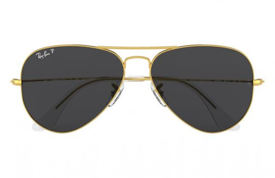 RB Aviator Classic Gold Black UV-400 Sunglasses