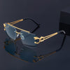 New Stylish Rimless Panther face Luxurious Gold Black UV-400 Unisex Fashion Sunglasses (Copy)