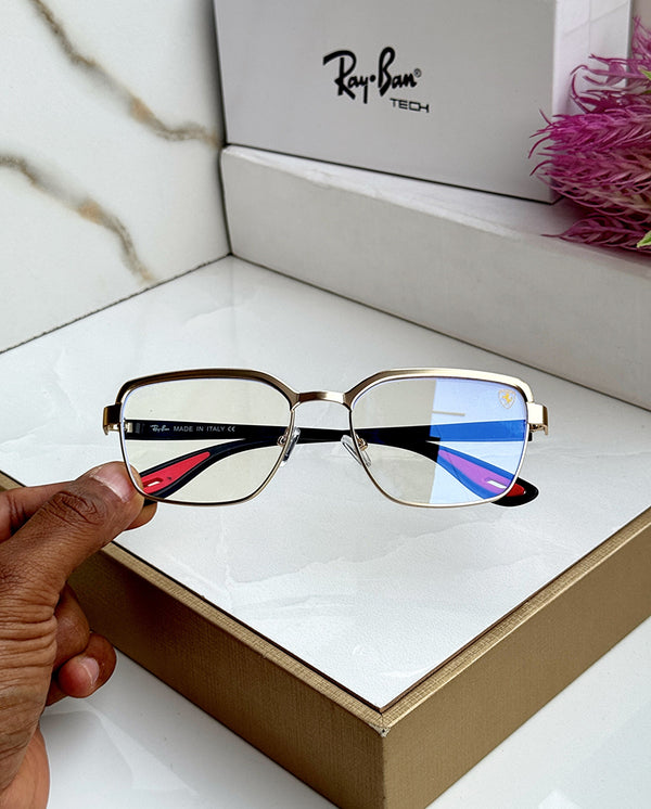 RB #7 METAL GOLD BLUE CUT SUNGLASSES